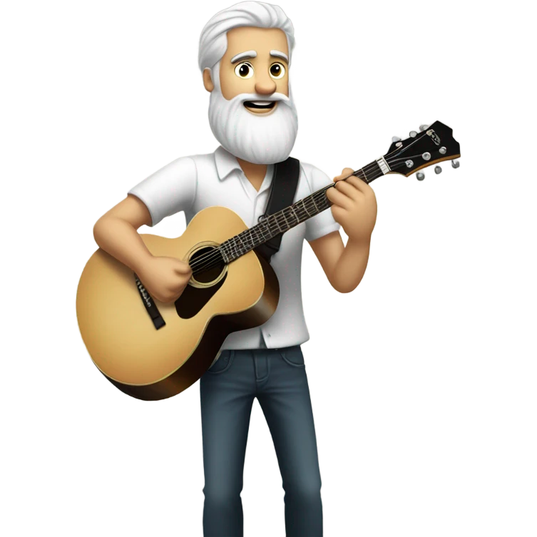 Attractive white bearded man playing black Gibson guitar emoji
