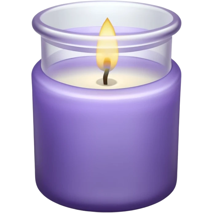 Lavender candle – purple wax in frosted glass jar with lavender flower inside emoji