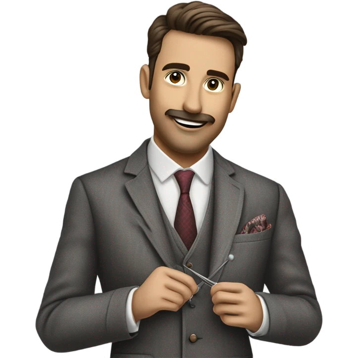 a London haberdasher sewing a suit emoji