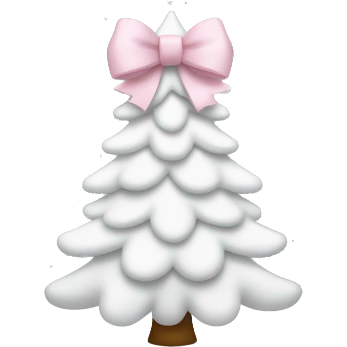 White Christmas tree with a baby pink bow on top emoji