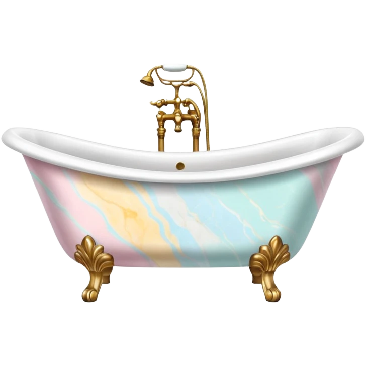 Colorful Pastel luxury marble bathtub with fancy elegant legs emoji