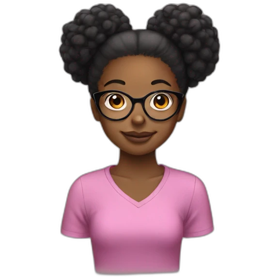 girl with 2 afro puffs and glasses emoji