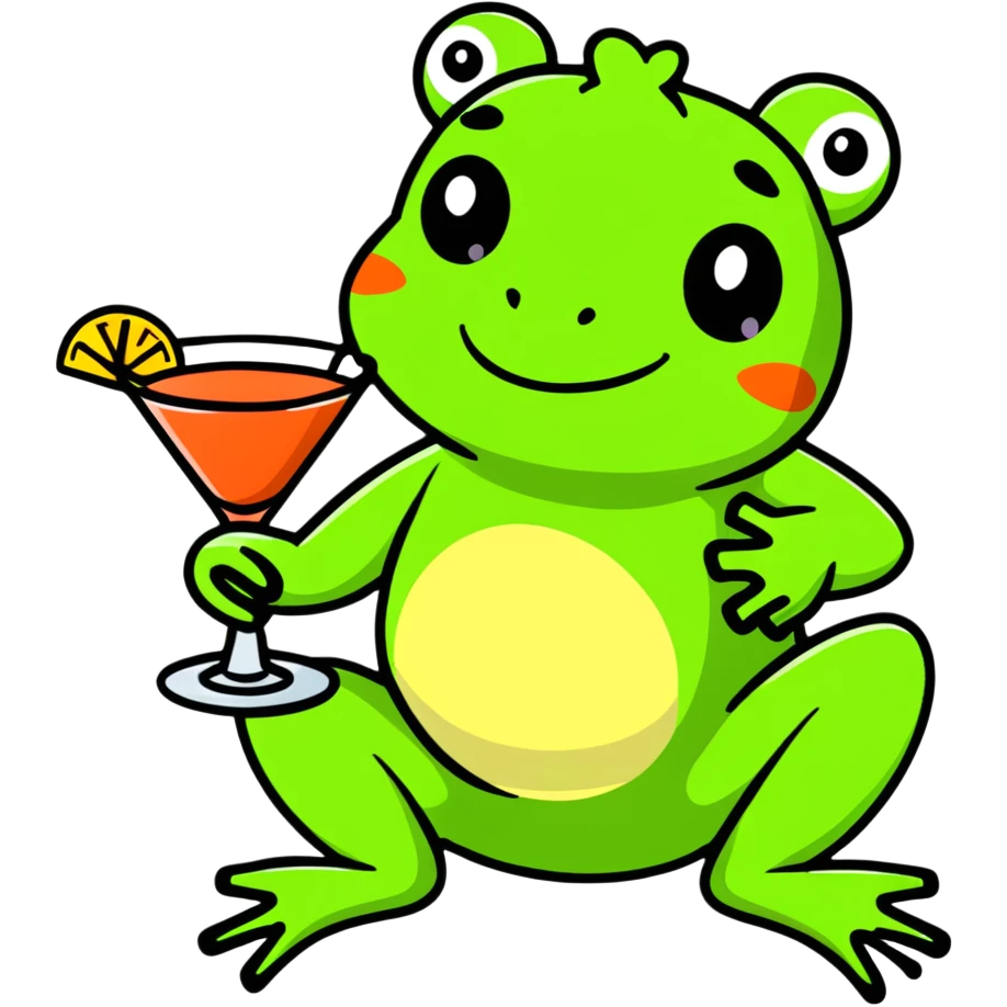 happy frog with a cocktail emoji