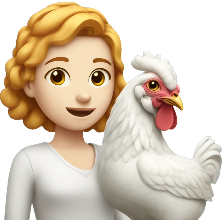 White Ginger girl with a brahma hen emoji