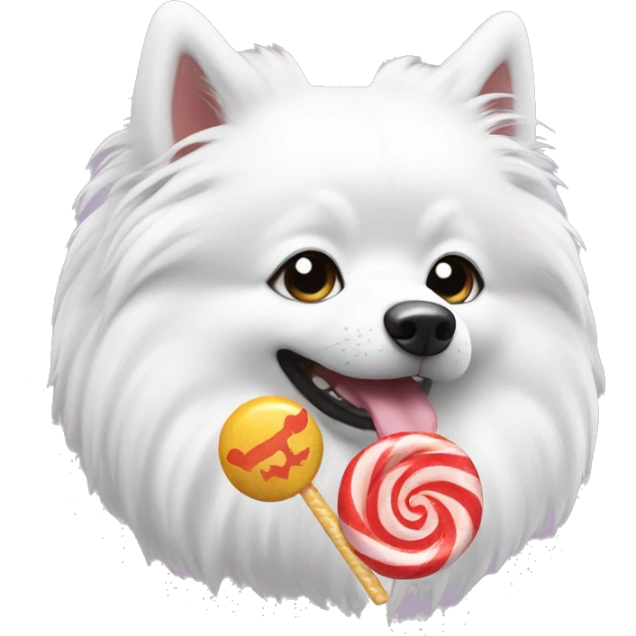 Japanese spitz dog eating candy emoji