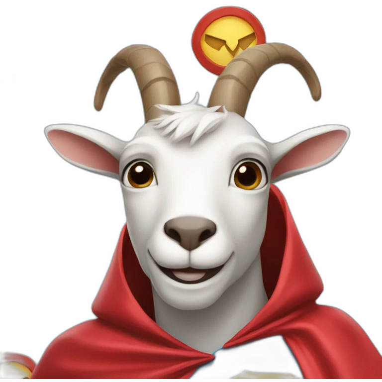 a goat with a superhero cape emoji