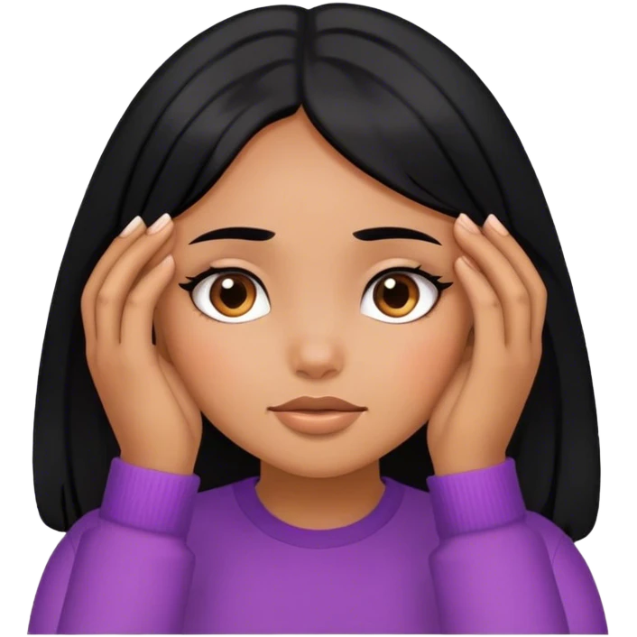 Girls with black hair hands on her cheeks  emoji
