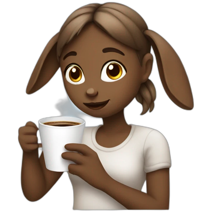 Girly Rabbit drinking coffee emoji