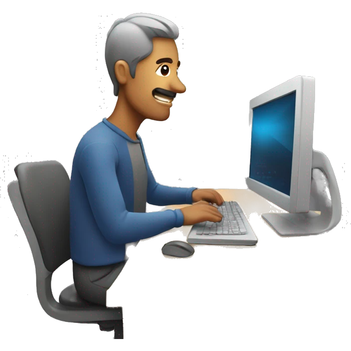 a man working on his computer and edit a video emoji