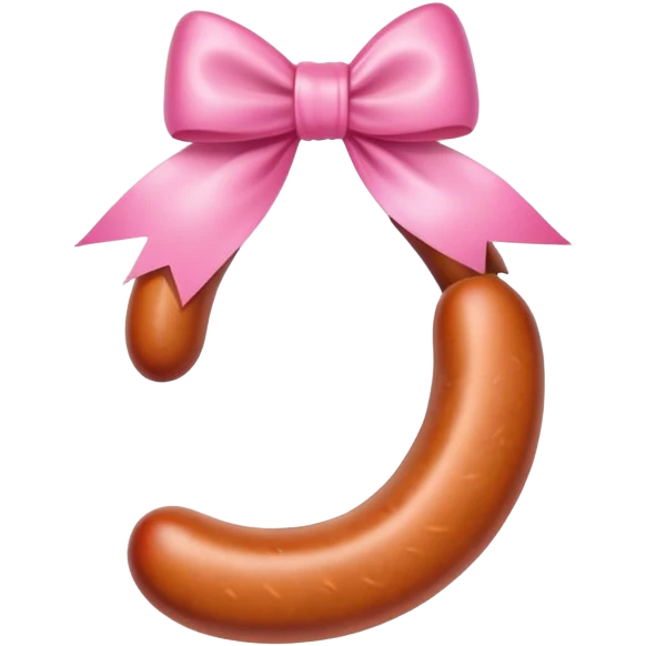 a sausage with a little pink bow on the head emoji