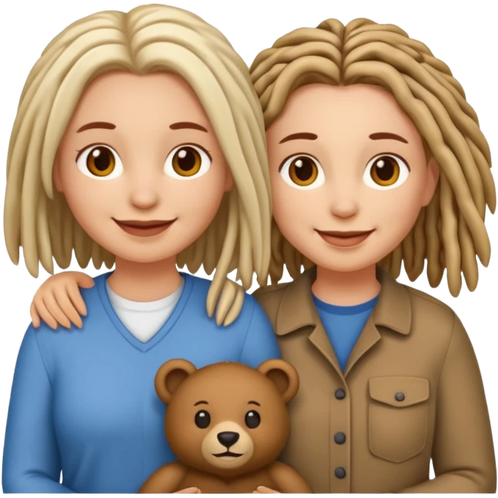 Couple emoji white with bears, medium complexion female with mid length loca emoji