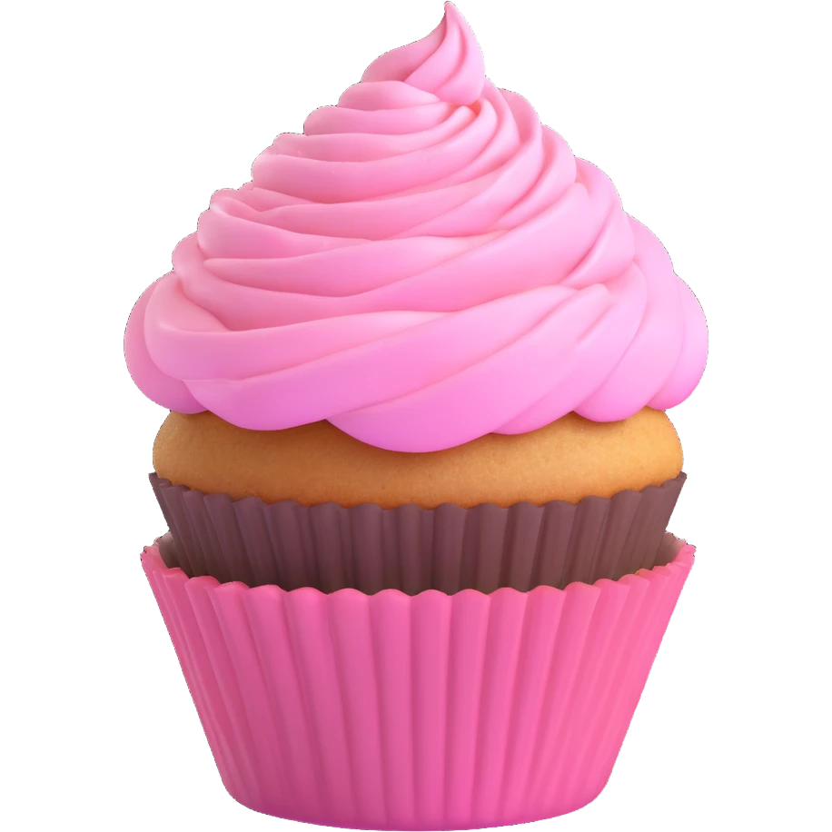 cupcake with pink icing, 3D cartoon style emoji