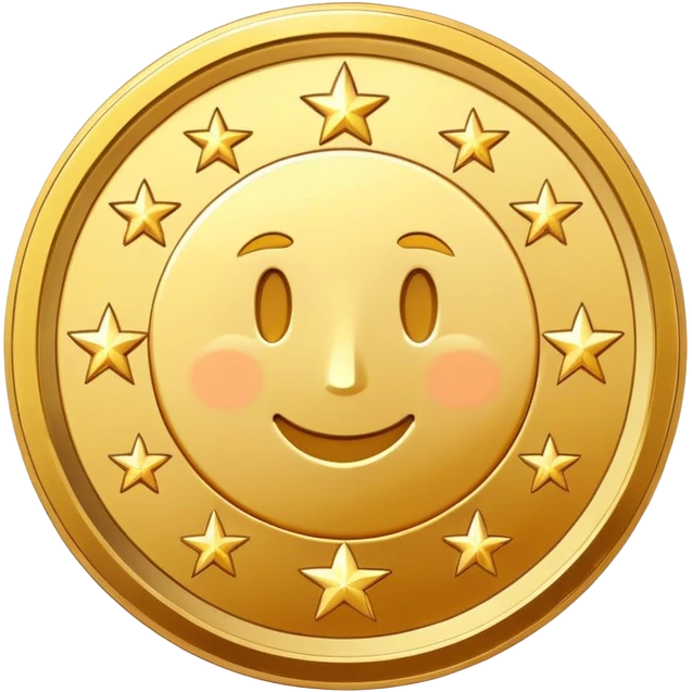 golden coin surrounded by sparkling stars emoji