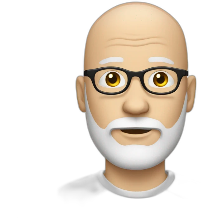 Pale Bald Bearded Man round glasses emoji