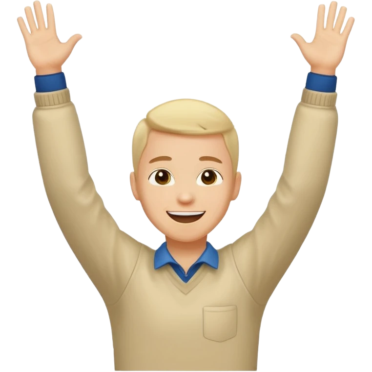 person raising both arms like at church emoji