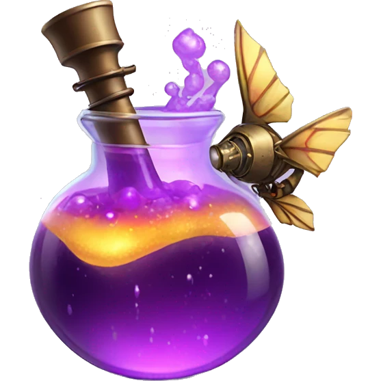 violet magical steampunk potion with colored wings inside emoji