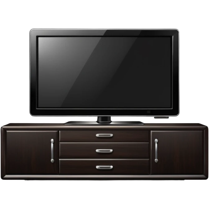 modern tv standing on a super luxurious dark cupboard emoji