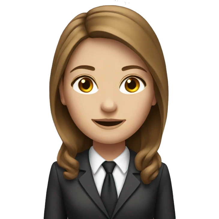 white woman with brown long hair with lawyer clothes  emoji