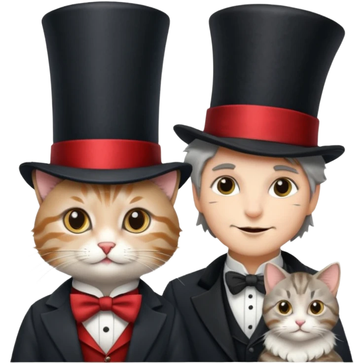 magician couple and their pet cat emoji