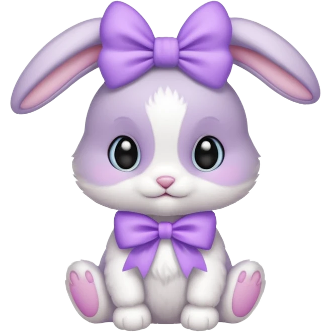 Baby bunny with a lilac bow emoji