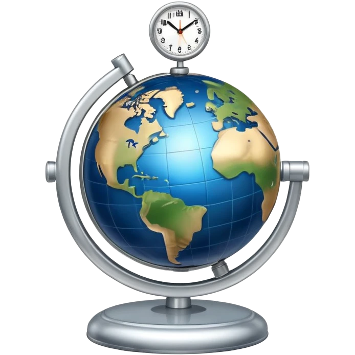 Earth globe with a small clock in the bottom corner emoji