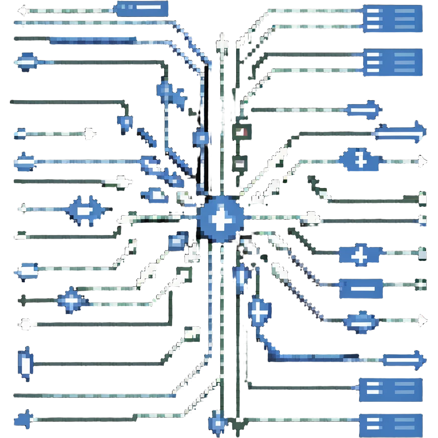 detailed mapping diagram with many connecting arrows between symbols emoji