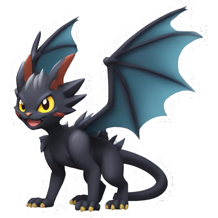 Black edgy Noivern-Nargacuga-cat-Fakemon full-body emoji