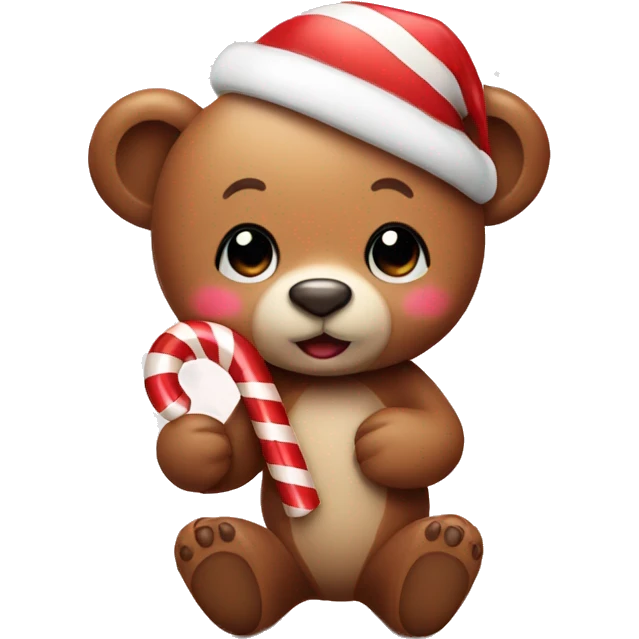 Cute bear with a candy cane emoji