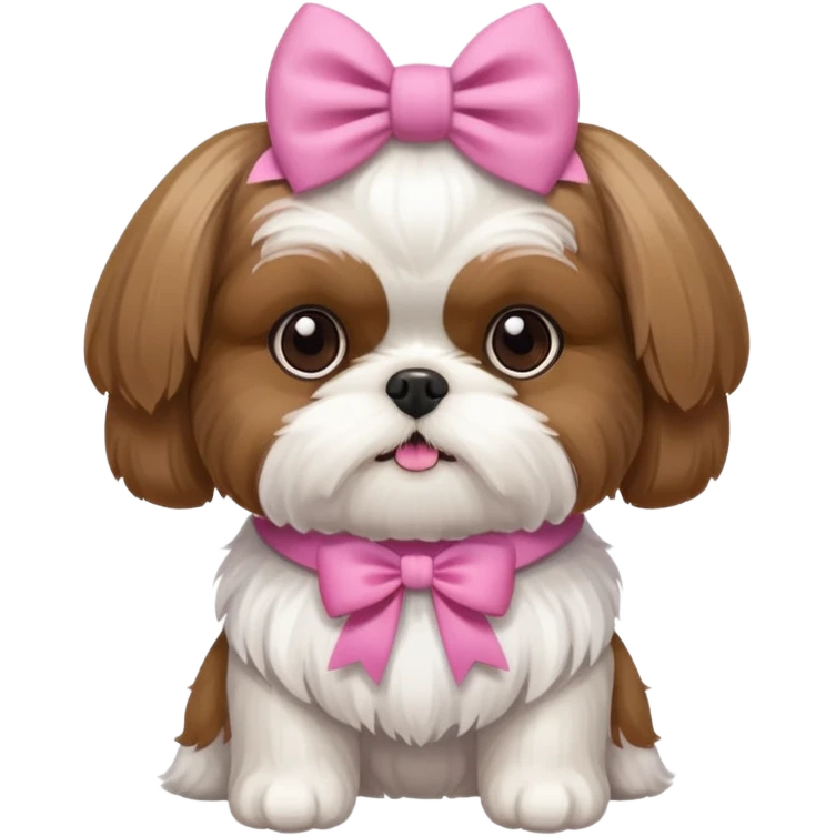 Can you create a white brown shih tzu with a pink bow saying jadita emoji