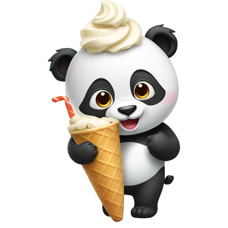 Panda eating ice cream emoji