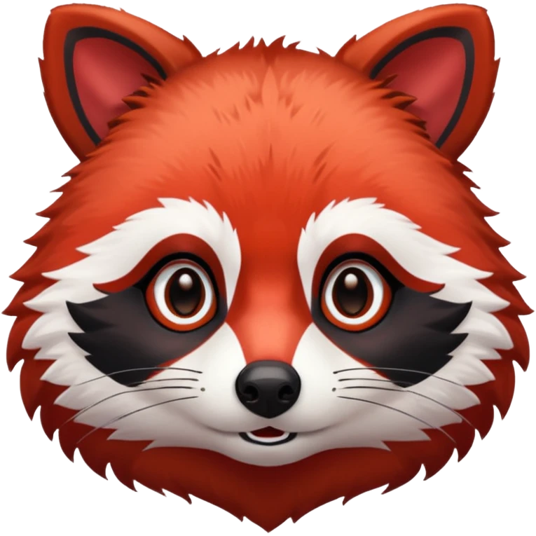 Bright red racoon face emoji