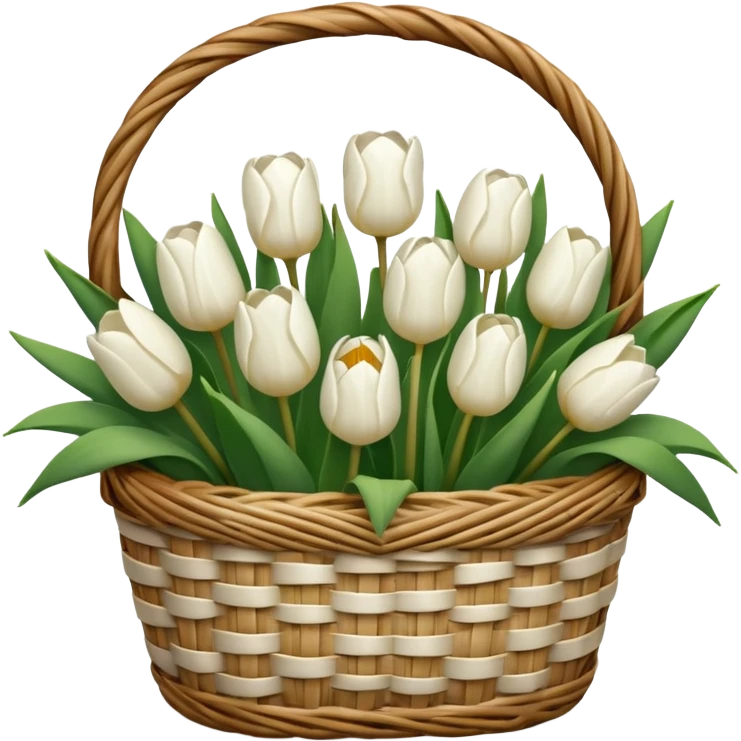 Basket with white tulips  emoji