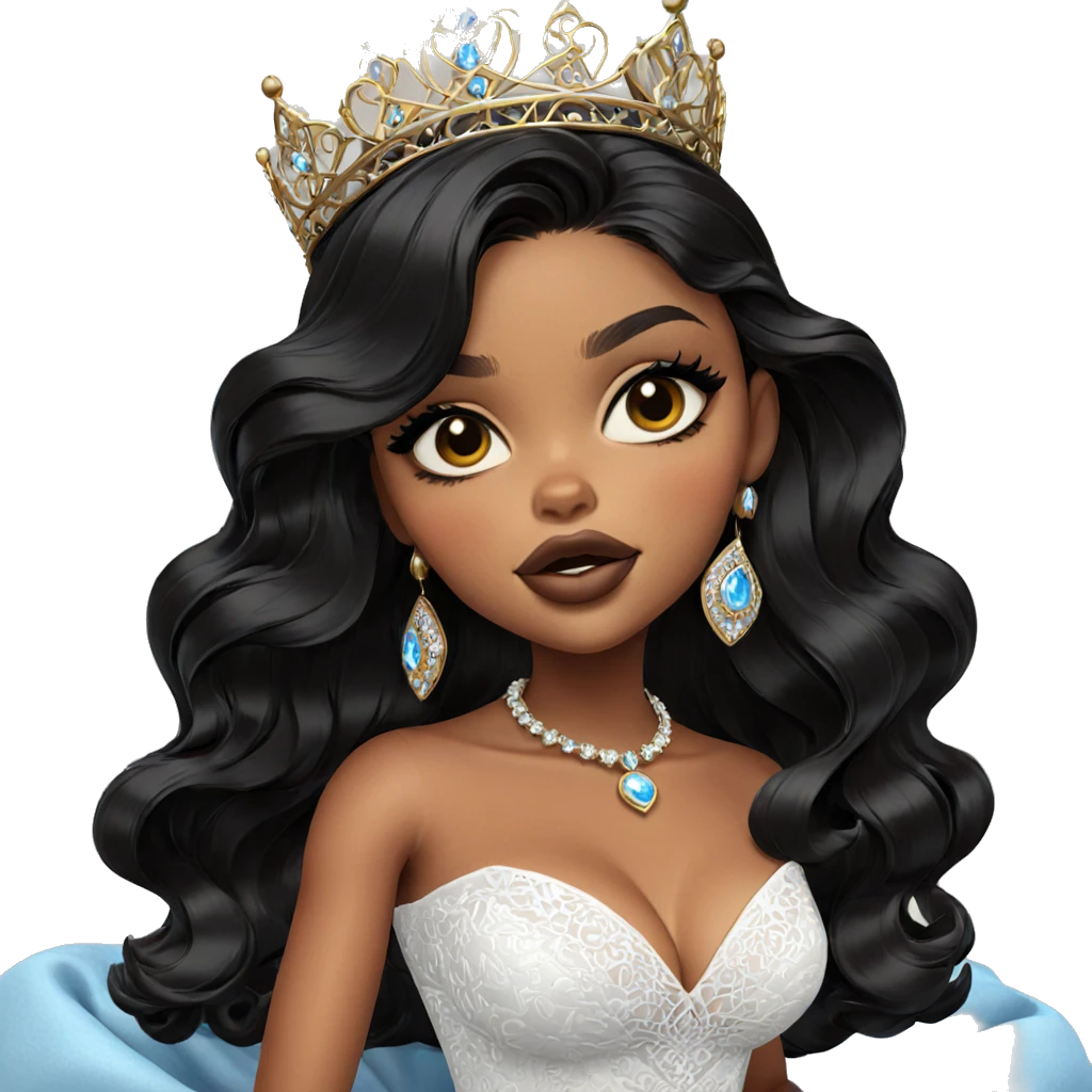 dark-skinned princess in white dress emoji