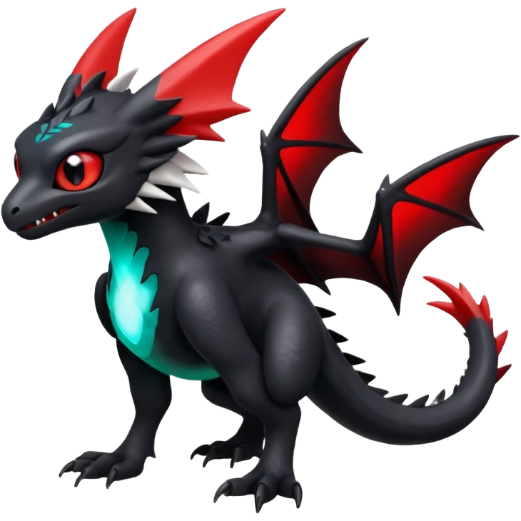 Shiny Red And Black Colorful Toothless-Trico-Silvally-Fakémon-hybrid-creature (full body)  emoji