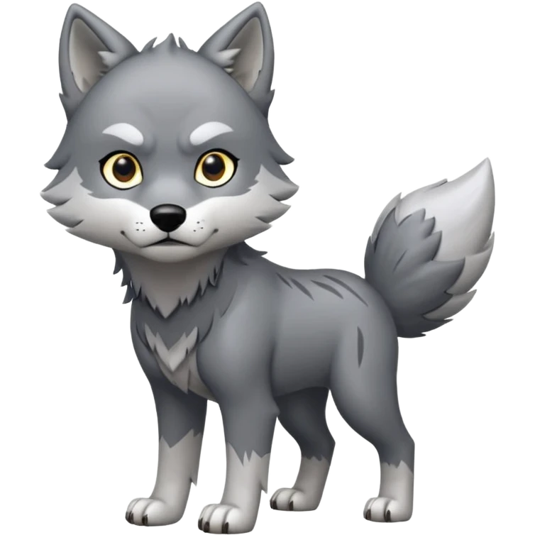 Toony Chibi Cool Edgy Scarred Badass Ginga Nagareboshi Gin/Silver Fang the wolf (full body) (feral) (4 legs) (canine) emoji