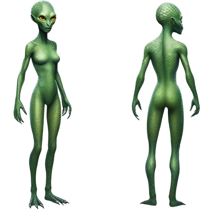 a reptilian alien woman full body emoji