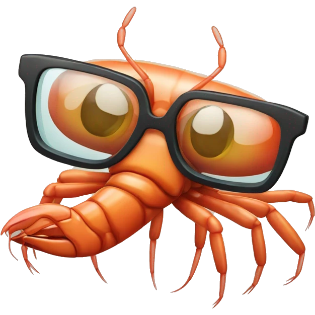 Shrimp with glasses emoji