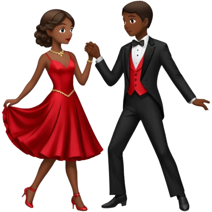 Ballroom dancing with girlred and boyblack  face two eachother  emoji