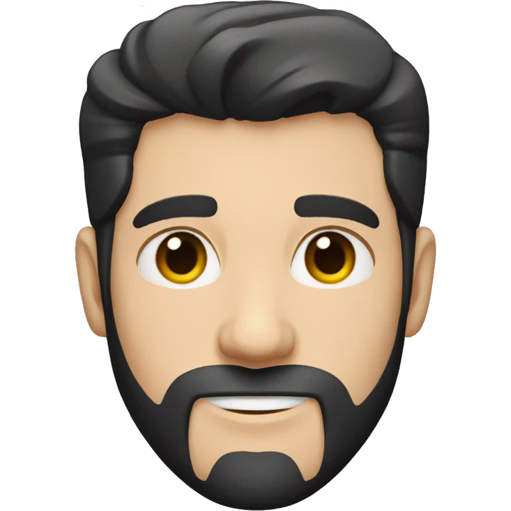 White man in black v-neck shirt with straight black hair with a slight grey streak and a short black beard that is slightly greying emoji