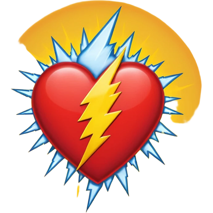 Heart with Grateful Dead 13 point lightning bolt in the middle emoji