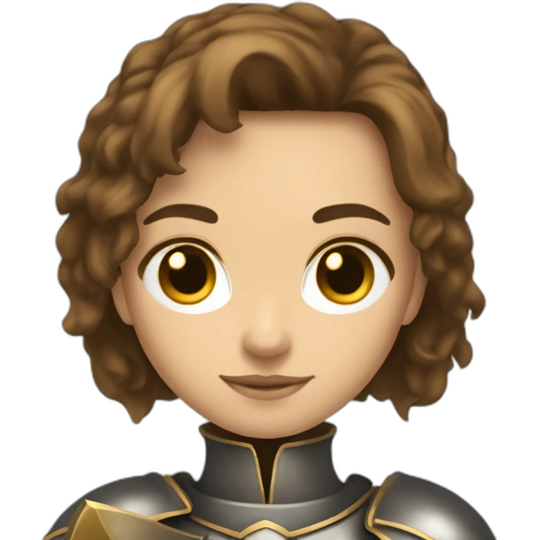 knight long brown hair golden eyes tan skin holding a sword woman emoji