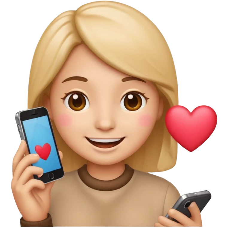 emoji with hearts around holding phone emoji