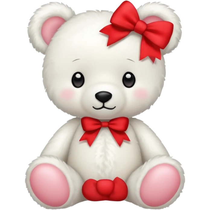 Oso de peluche blanco Adorable con un lazo  emoji