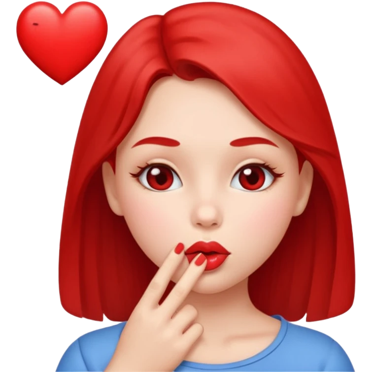 Emoji, girl's face blowing a kiss, puckered lips, small heart emoji