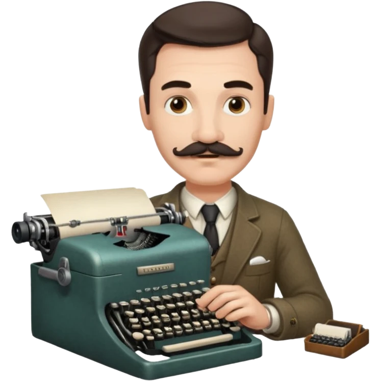 moustache man with vintage typewriter emoji