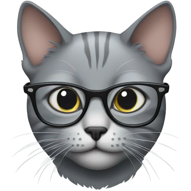 Grey cat with glasses emoji