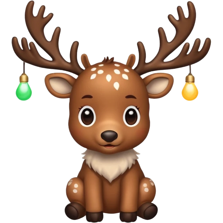 reindeer baby  cute, full body lights whire aropund his head emoji