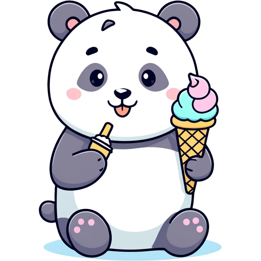Panda eating ice cream emoji
