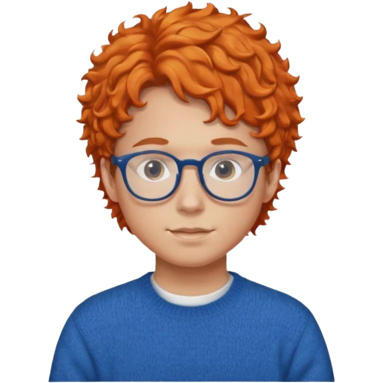 teen nerd orange hair boy curly orange hair wearing white shirt inside a sweater with glasses  emoji
