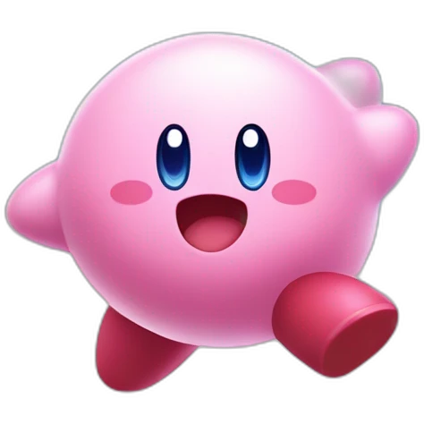 cute happy classic Kirby jumping on a star emoji